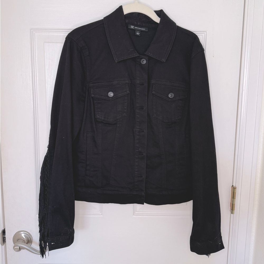 I.N.C. Fringe Black Denim Jacket